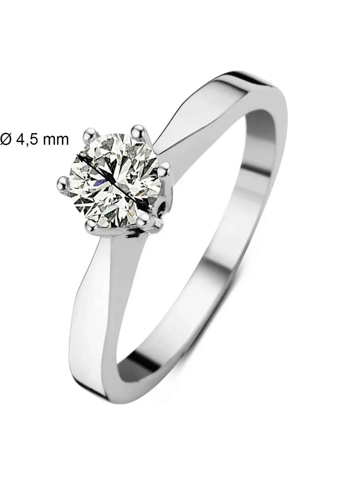 Diamond Point Solitair C|Solitair Classic<Witgouden solitairring, 0.34 ct diamant, Groeibriljant