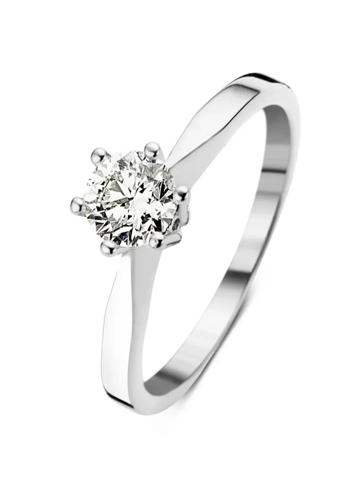 Diamond Point Solitair C|Solitair Classic<Witgouden solitairring, 0.54 ct diamant, Groeibriljant