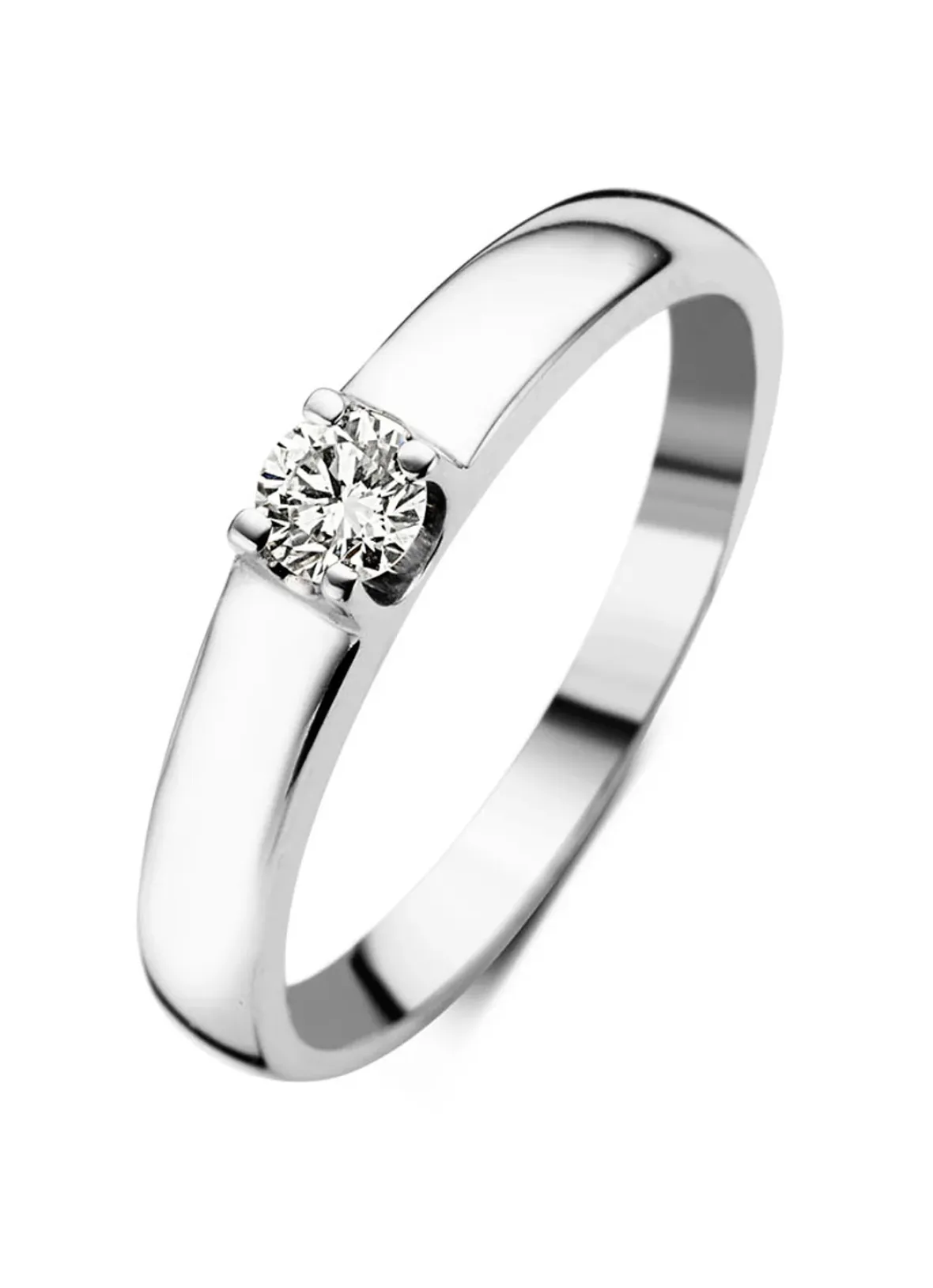 Diamond Point Solitair C|Groeibriljant Ringen<Witgouden solitairring, 0.14 ct diamant, Groeibriljant