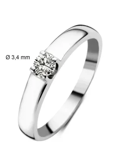 Diamond Point Solitair C|Groeibriljant Ringen<Witgouden solitairring, 0.14 ct diamant, Groeibriljant