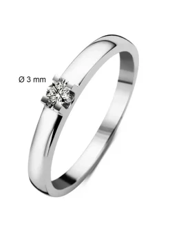 Diamond Point Solitair C|Groeibriljant Ringen<Witgouden solitairring, 0.11 ct diamant, Groeibriljant