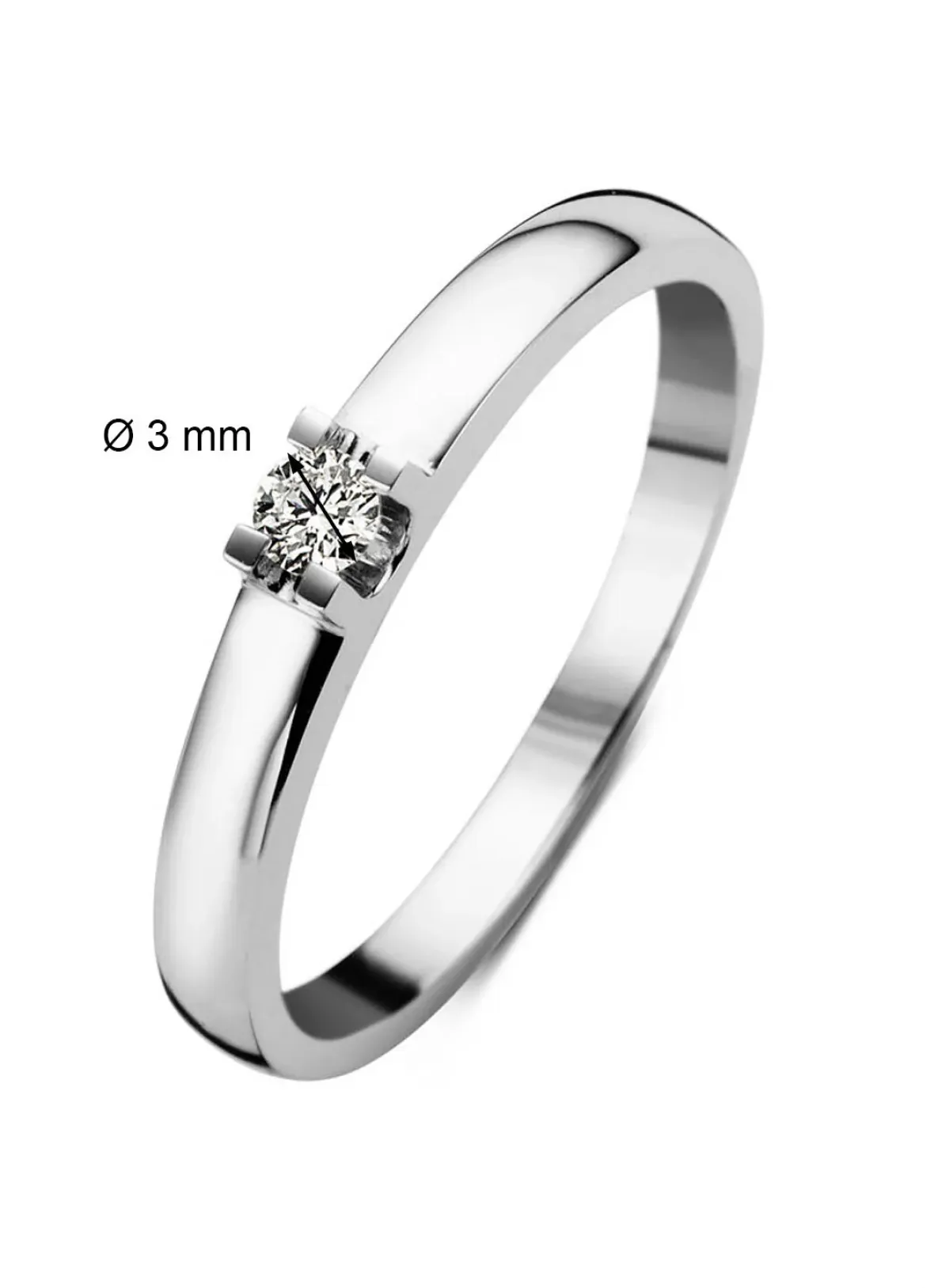 Diamond Point Solitair C|Groeibriljant Ringen<Witgouden solitairring, 0.11 ct diamant, Groeibriljant