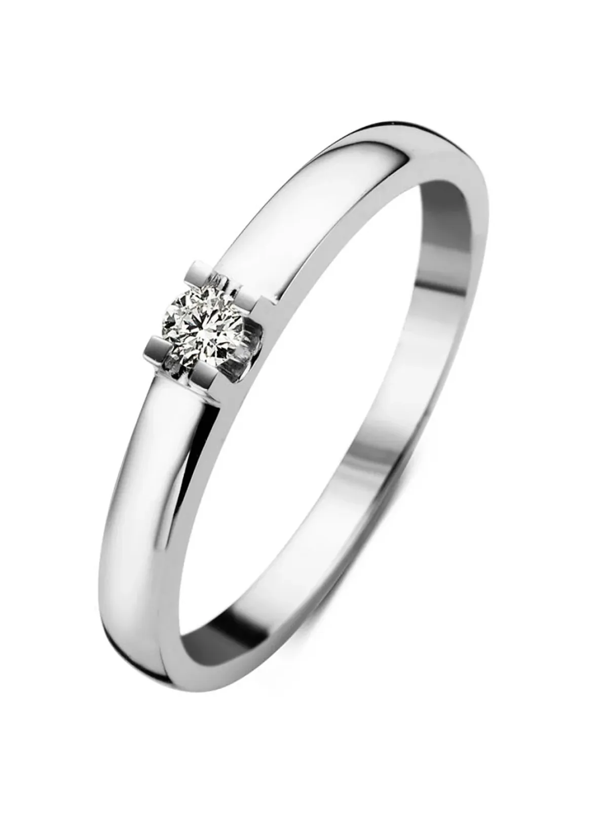 Diamond Point Solitair C|Groeibriljant Ringen<Witgouden solitairring, 0.08 ct diamant, Groeibriljant